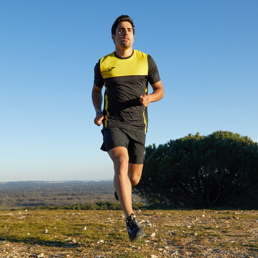 TSHIRT JOMA R-TRAIL NATURE MEN NOIR/JAUNE