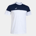 TSHIRT JOMA CREW V COTON Homme BLANC BLEU MARINE